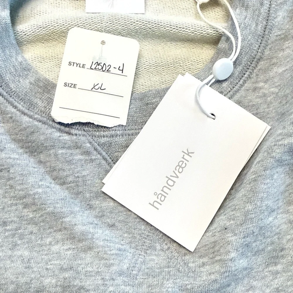 Handvaerk Varsity Crewneck Sweatshirt Gray Cotton XL NWT Classic